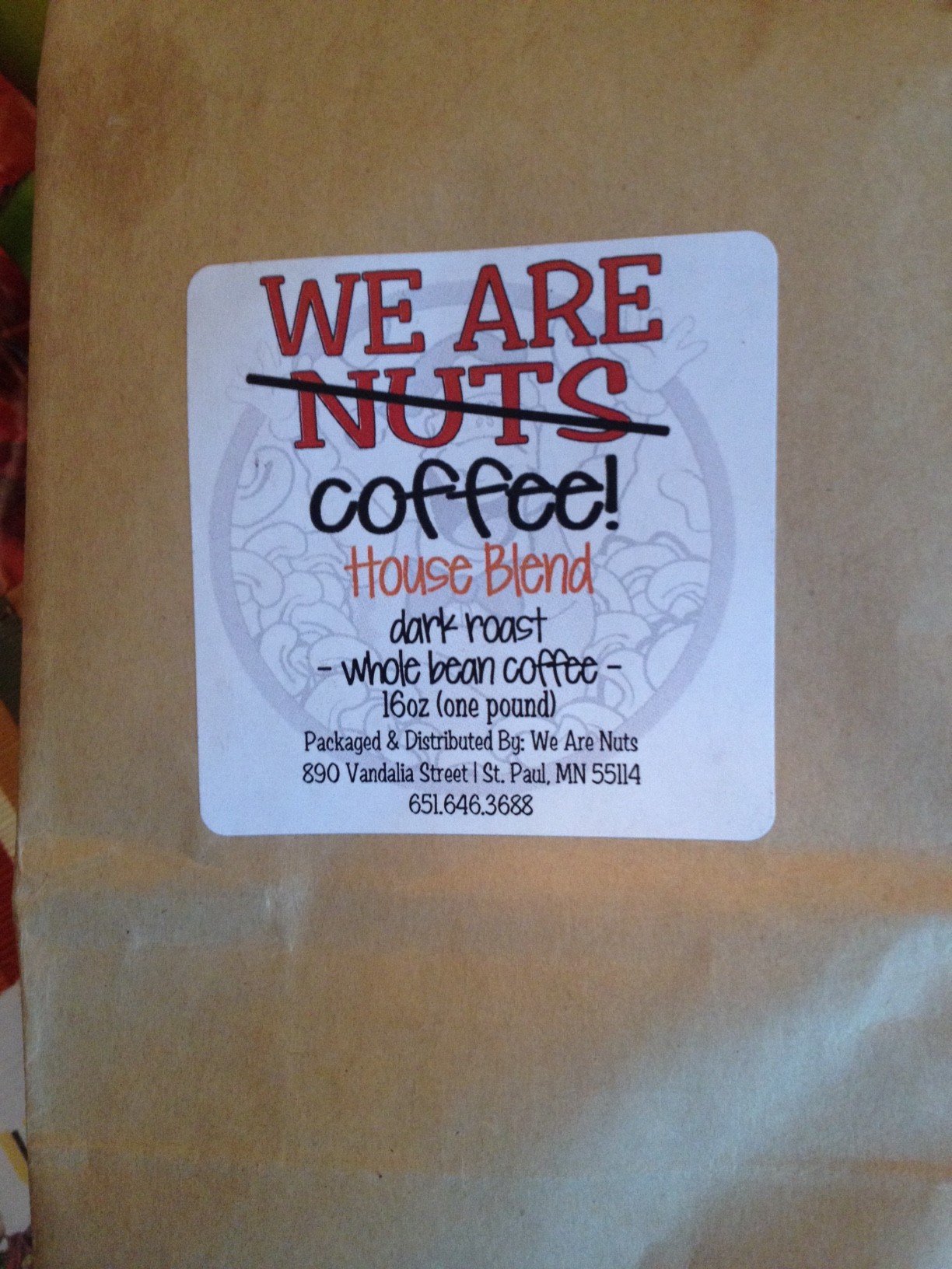 Photo showing We Are Nuts regular ground coffee