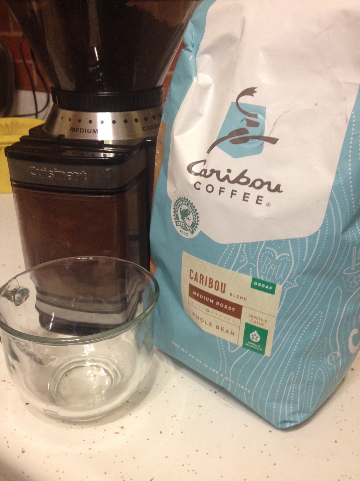Photo showing Caribou decaf whole bean coffee